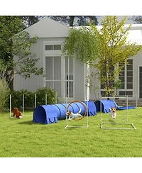 Streamdale Furniture 7 Piece Dog Agility Training Equipment, Dog Obstacle Course Starter Kit with Tunnels, Weave Poles, Adjustable Hurdles, Jumping Ri