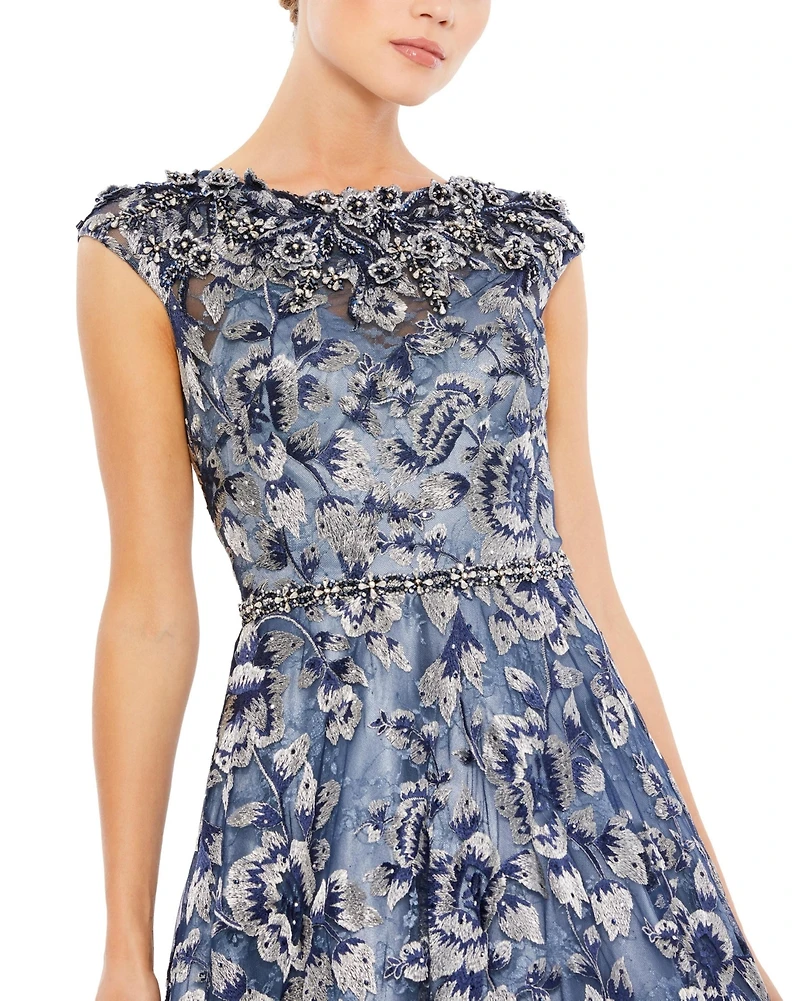 Mac Duggal Women's Embellished Cap Sleeve High Neck Ballgown