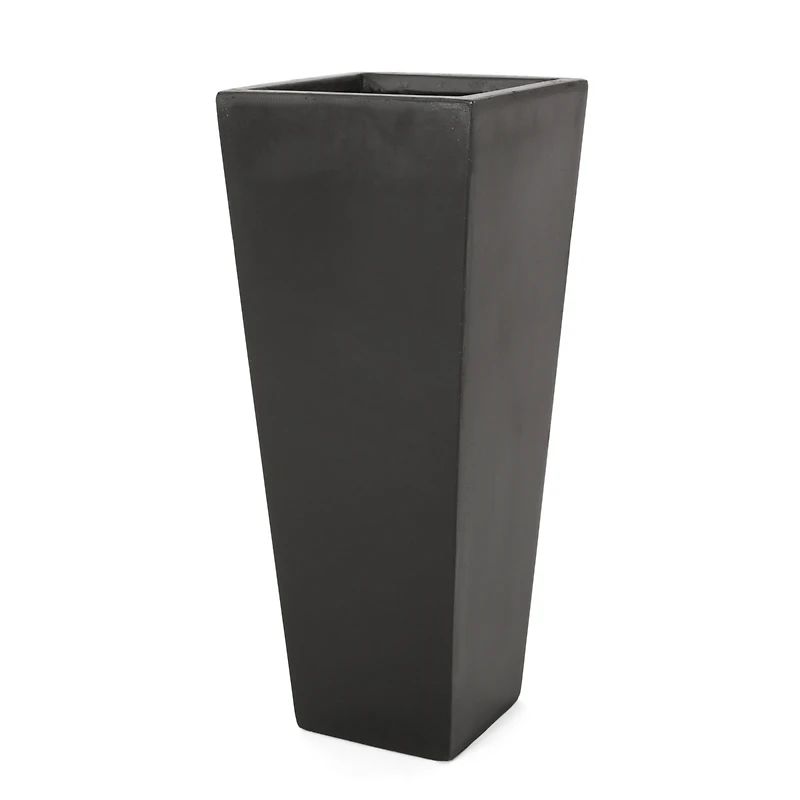 Streamdale Furniture 13" X 32.5" Outdoor Modern Mgo Cast Stone Planter, Black