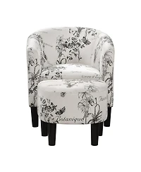 Convenience Concepts 26.25" Print Canvas Churchill Accent Chair with Ottoman