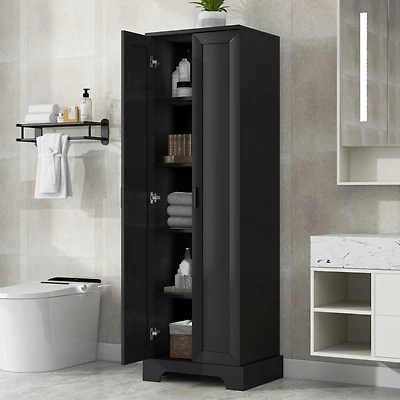Storage Cabinet with Two Doors for Bathroom, Office, Adjustable Shelf, Mdf