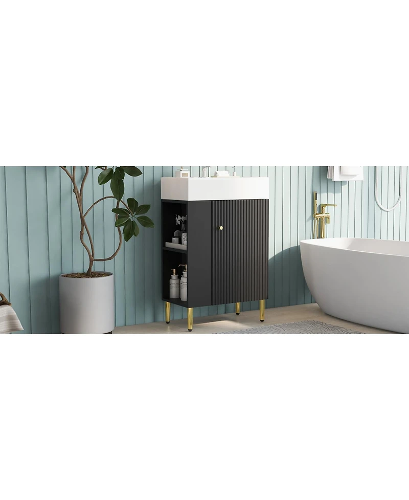 Streamdale 21.6" Black Vanity with Sink and Left Storage