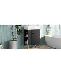 Streamdale 21.6" Black Vanity with Sink and Left Storage