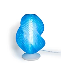 Jonathan Y Gema 13.5" Mid-Century Coastal Plant-Based Pla 3D Printed Dimmable Led Table Lamp, Clear Blue/White