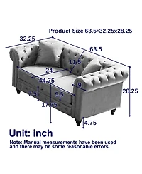Streamdale Contemporary Chesterfield Sofa with Buttons, 2 Pillows, and Nail Arms