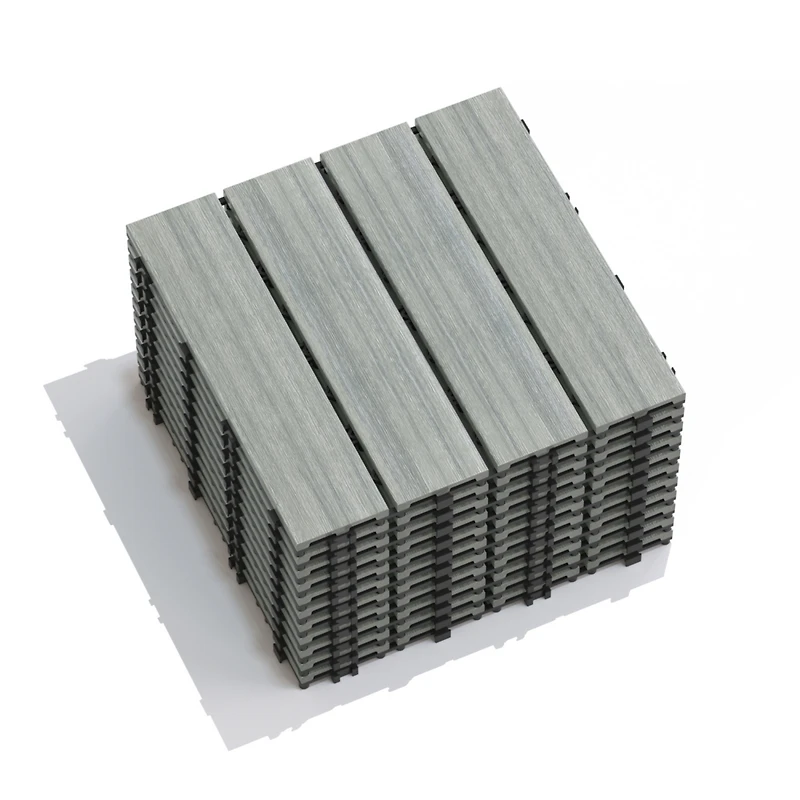 Streamdale Furniture Interlocking Wpc Patio Tiles, 11-Pack, Skygrey