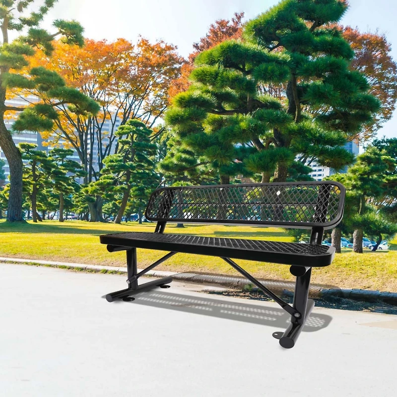 Streamdale 4 ft. Outdoor Steel Bench with Backrest in Black