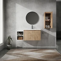 Streamdale 42" Wall-Mount Vanity with Sink, Side Cabinet & Soft Close