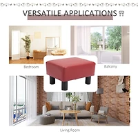 Ottoman Foot Rest, Small Foot Stool with Faux Leather Upholstery, Rectangular Ottoman Footrest with Padded Foam Seat and Plastic Legs, Red