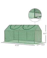 4' x 2' x 2' Portable Mini Greenhouse, Small Green House with Pe Cover, Roll-up Zippered Windows for Indoor, Outdoor Garden, Green