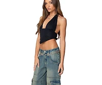Edikted Open back triangle halter top