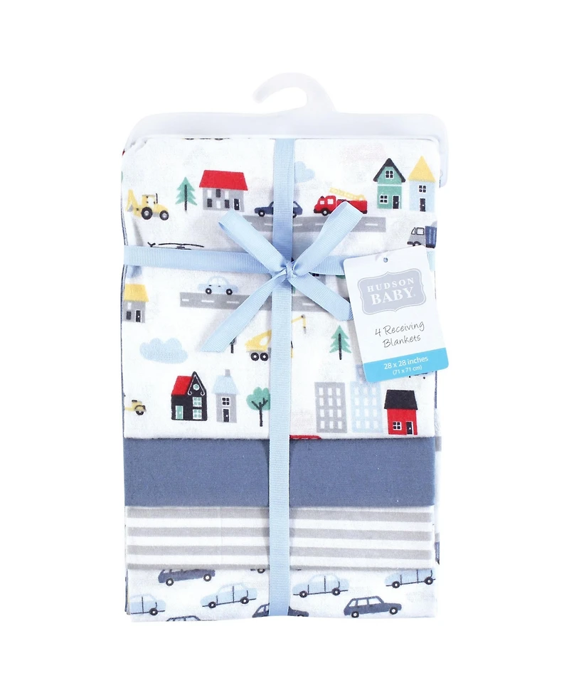Hudson Baby Infant Boy Cotton Flannel Receiving Blankets, Cowboy, One