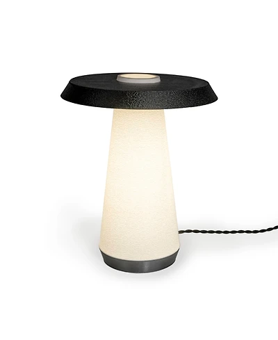 Jonathan Y Bruno 12.25" Mid-Century Minimalist Plant-Based Pla 3D Printed Dimmable Led Table Lamp, White/Black