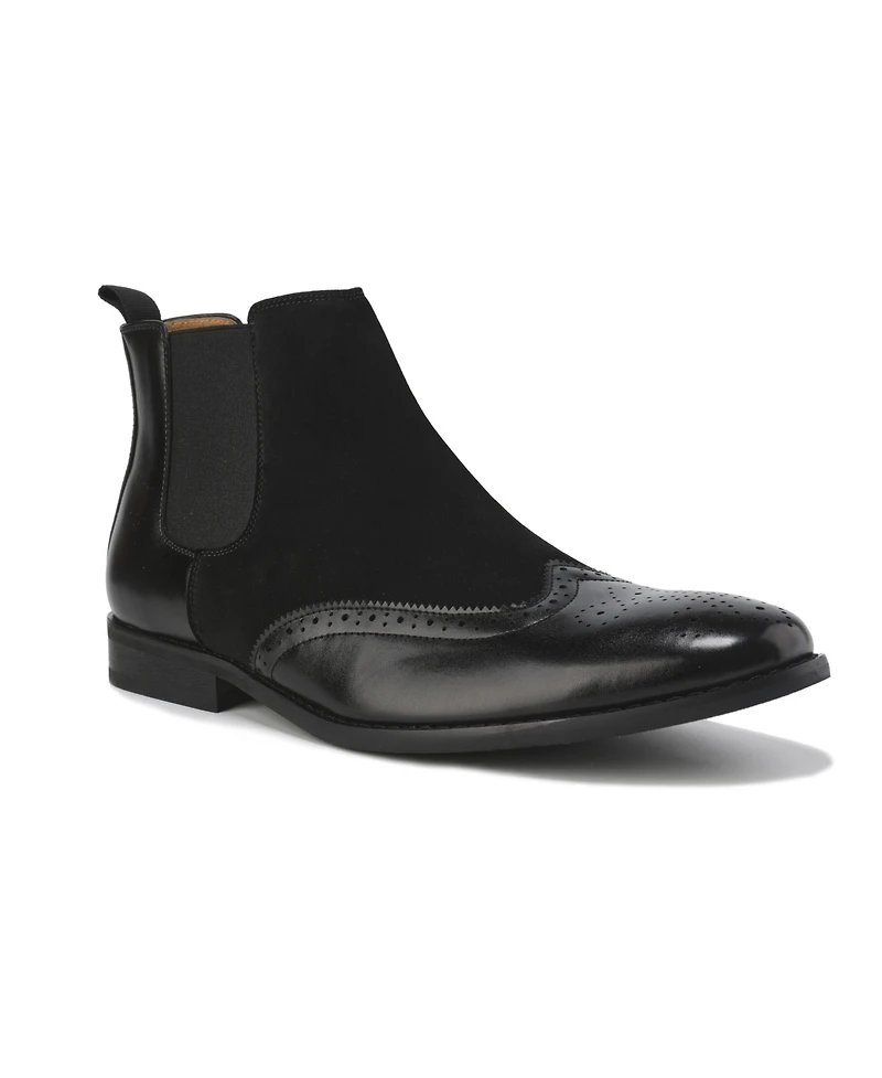 Gino Vitale Men's Wingtip Brogue Two-Tone Chelsea Boots
