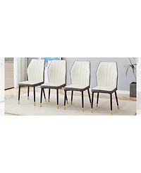 Streamdale 4 modern dining chairs with stylish Pu patterned backrest