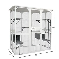 Streamdale Cat cage box lovely house cute pet play speace Wooden White Medium