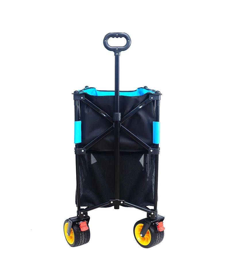Streamdale Folding Wagon Cart for Garden, Shopping, Beach (Black+Blue