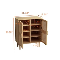 Streamdale Furniture 4-Doors Rattan Mesh Storage Cabinet, Sideboard with Eight Storage Spaces, for Entryway, Living Room, Hallway (Natural)