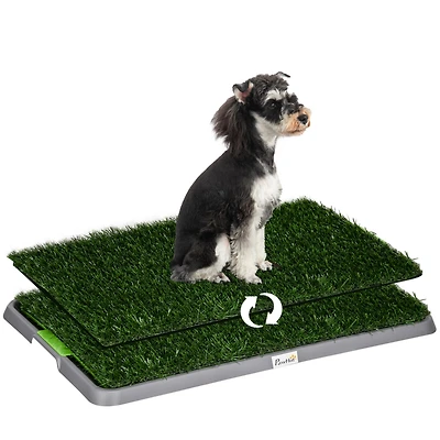 Dog Grass Pad with Tray, 26" x 16", Grass Pad for Potty Training Dogs, 2 Pack of Artificial Washable Grass Pee Pads for Indoor Outdoor Use,