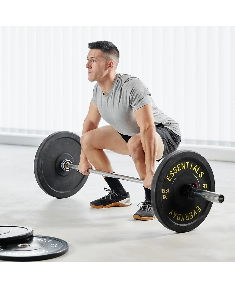 BalanceFrom Fitness 370 Pound Olympic Bumper Strength Training Weight Plate Set