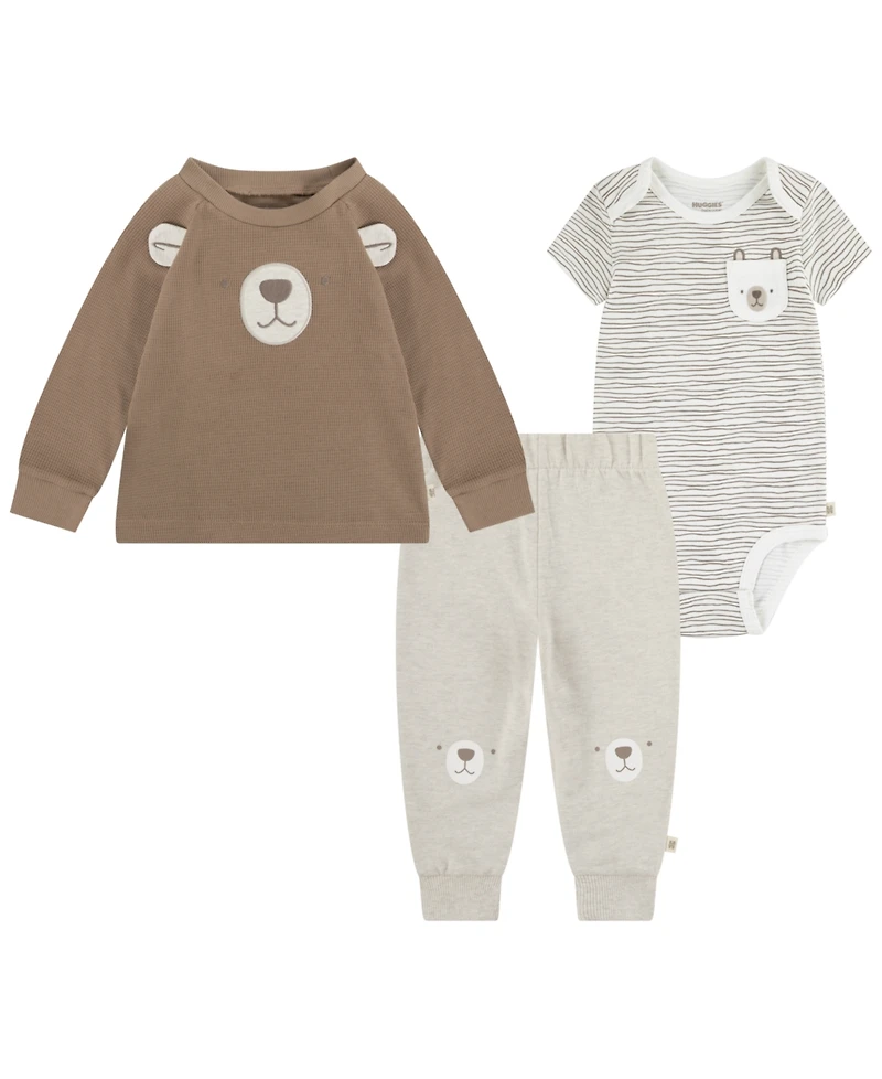 Huggies Baby Boys Crew Tee, Bodysuit and Pants, 3-Piece Set
