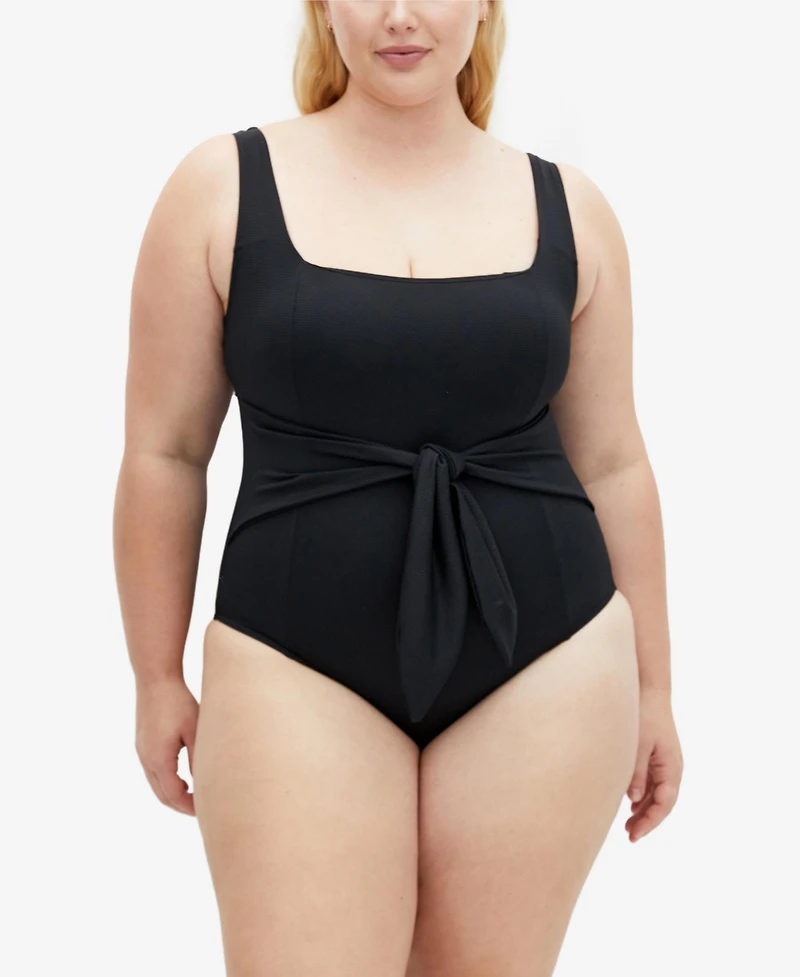 City Chic Plus Sardinia Tie Front 1 Piece