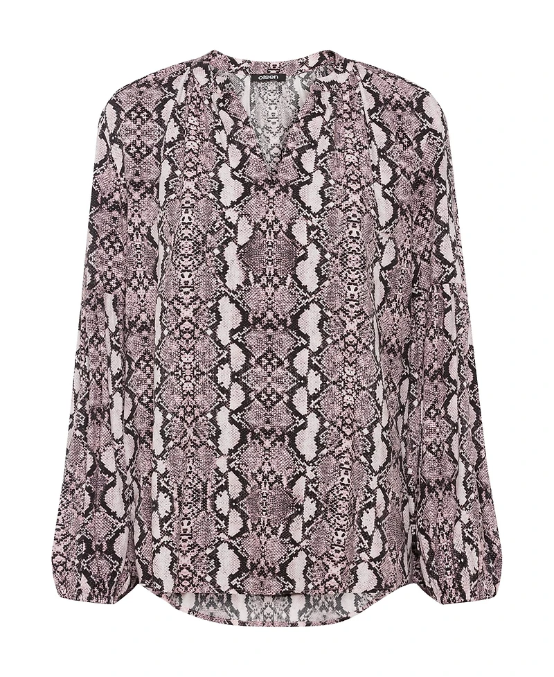 Olsen Women's Long Sleeve Snake Print Blouse