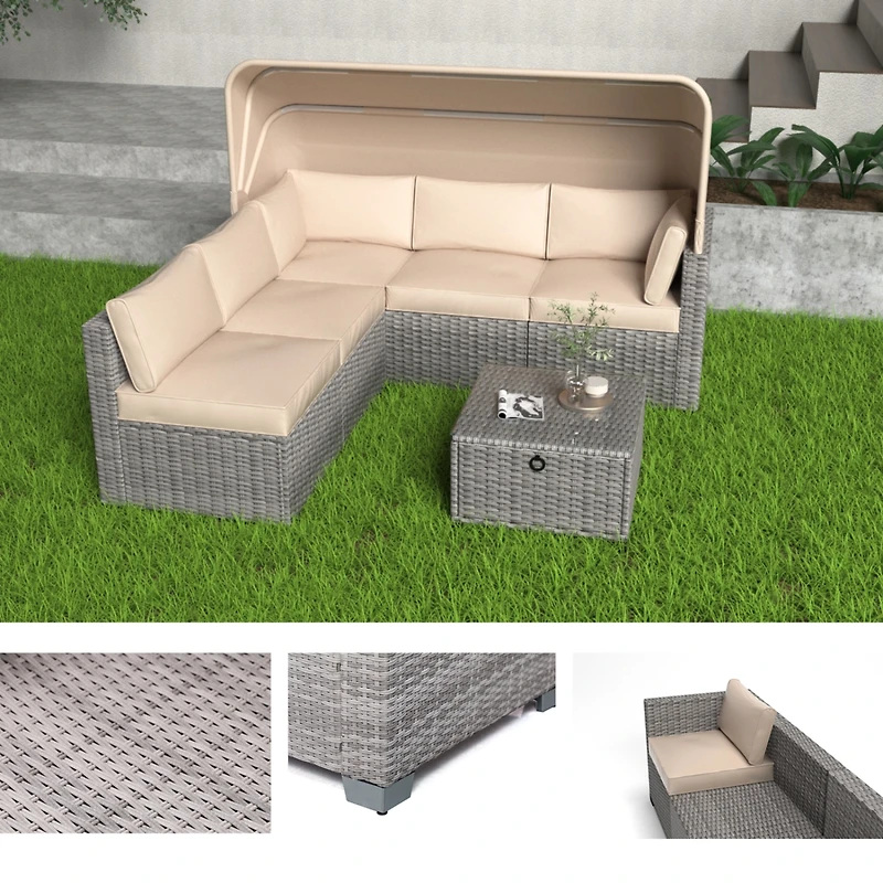 Streamdale Patio Daybed Set with Retractable Canopy