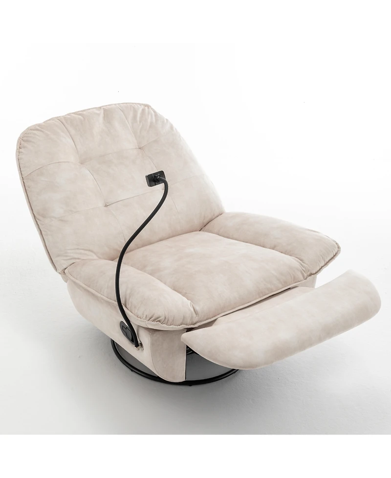 Streamdale Gold-Stamped Velvet Recliner w/ Phone Holder