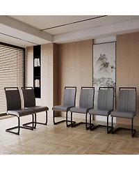 Streamdale Modern Pu Faux Leather Upholstered Dining Chairs (Grey, Set of 2)