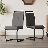 Streamdale Modern Pu Faux Leather Upholstered Dining Chairs (Grey, Set of 2)