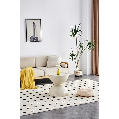 Streamdale Furniture Milk White coffee round tables with Storge Movable Table Top Multifunctional End Side Table