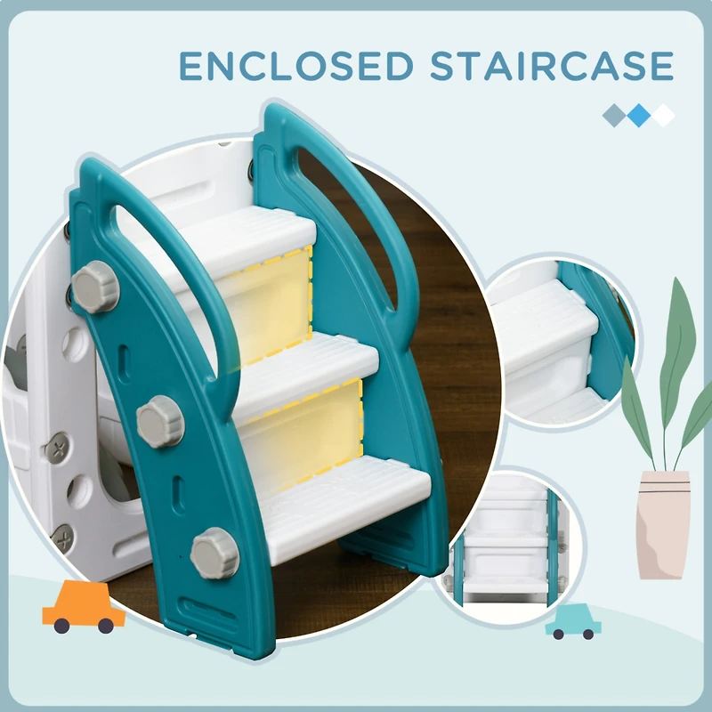 Streamdale Furniture 8 in 1 Toddler Slide for Kids Age 1-3 Years, Indoor Kids Slide Playset with Basketball Hoop, Climber, Telescope, Tunnel, Steering