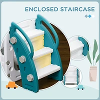 Streamdale Furniture 8 in 1 Toddler Slide for Kids Age 1-3 Years, Indoor Kids Slide Playset with Basketball Hoop, Climber, Telescope, Tunnel, Steering