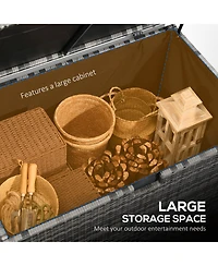 113 Gallon Deck Box, Rattan Outdoor Storage Box, Waterproof Storage Container for Indoor, Patio Furniture Cushions, Pool Supplies, Garden Tools, Dark