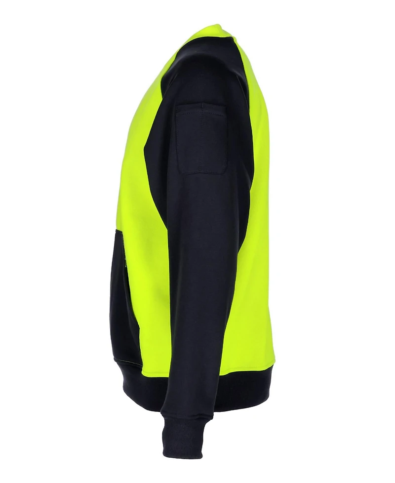 RefrigiWear Men's Two-Tone HiVis Crewneck Sweatshirt - High Visibility Safety Pullover with Contrast Design