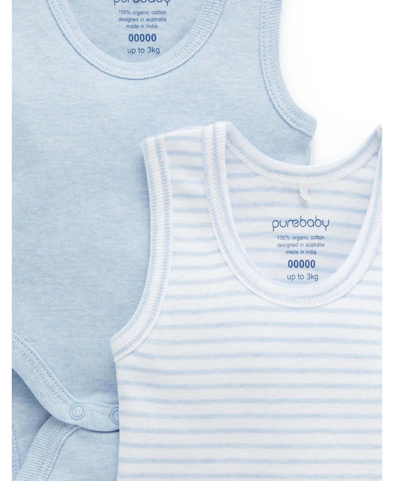 Purebaby Baby Boys Rib Bodysuit 2 pack