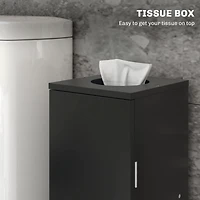 Toilet Paper Cabinet, Small Bathroom Corner Floor Cabinet with Doors and Shelves, Thin Storage Bathroom Organizer for Paper Shampoo, Black