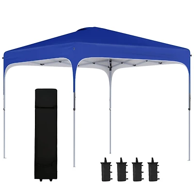 8' x 8' Pop Up Canopy Tent with Wheeled Carry Bag and 4 Sand Bags, Instant Sun Shelter, Tents for Parties, Height Adjustable, for Outdoor, Garden, Pat