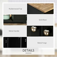 Sideboard with Solid Wood Countertop, Modern Kitchen Storage Cabinet, Coffee Bar Cabinet with Drawers, Doors and Adjustable Shelf