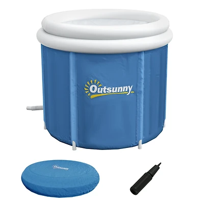 Ice Bath Tub, 79 Gallon Outdoor Portable Cold Plunge Tub with Thermo Lid, Cover and Carry Bag for Athletes Recovery and Cold Water Therapy, Dark Blue