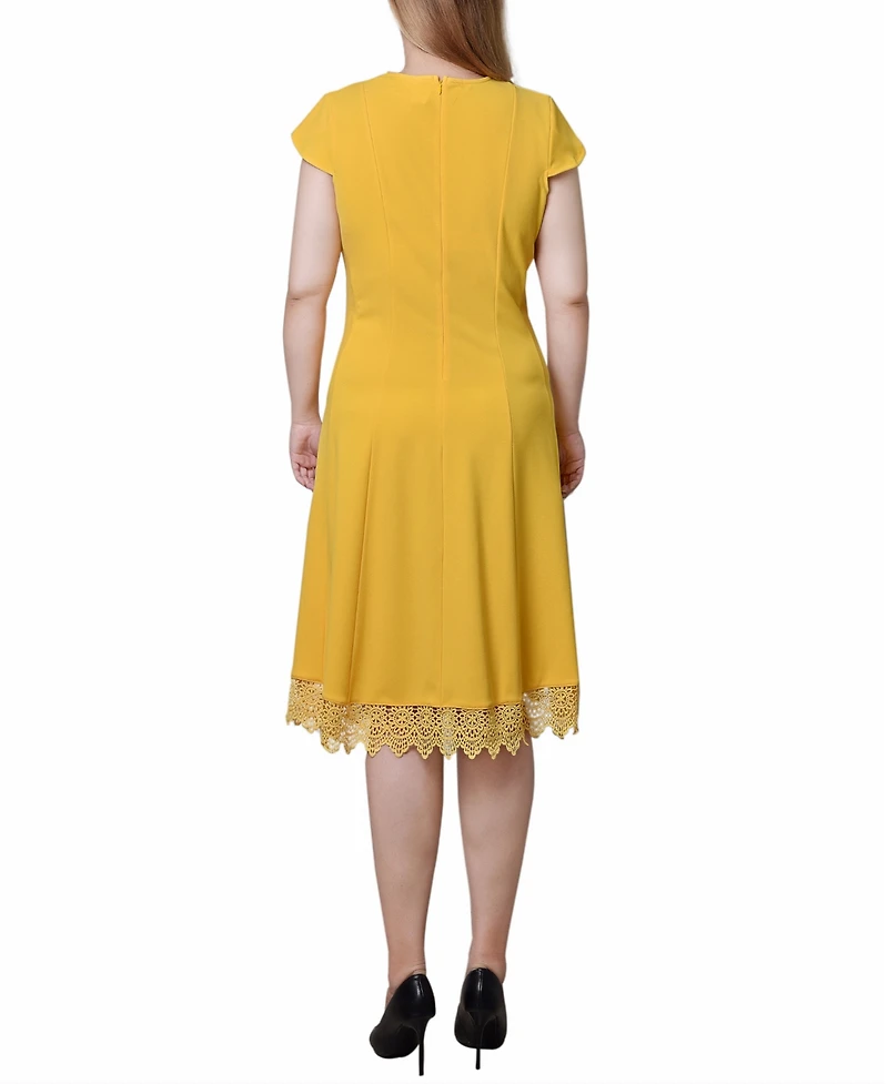 Ny Collection Women's Chiffon Sleeve Scuba Dress