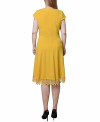 Ny Collection Women's Chiffon Sleeve Scuba Dress