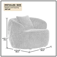 Streamdale Furniture 360 Swivel Mid Century Modern Curved Sofa, 1-Seat Cloud couch Boucle sofa Fabric Couch for Living Room, Bedroom, Office Brown