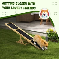 Wooden Dog Agility Seesaw for Training and Exercise, Platform Equipment Run Game Toy, Weather Resistant Pet Supplies, 71" L x 12" W x 12