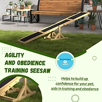 Wooden Dog Agility Seesaw for Training and Exercise, Platform Equipment Run Game Toy, Weather Resistant Pet Supplies, 71" L x 12" W x 12