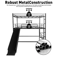 Twin Size House Loft Bed with Slide and Ladder, Black