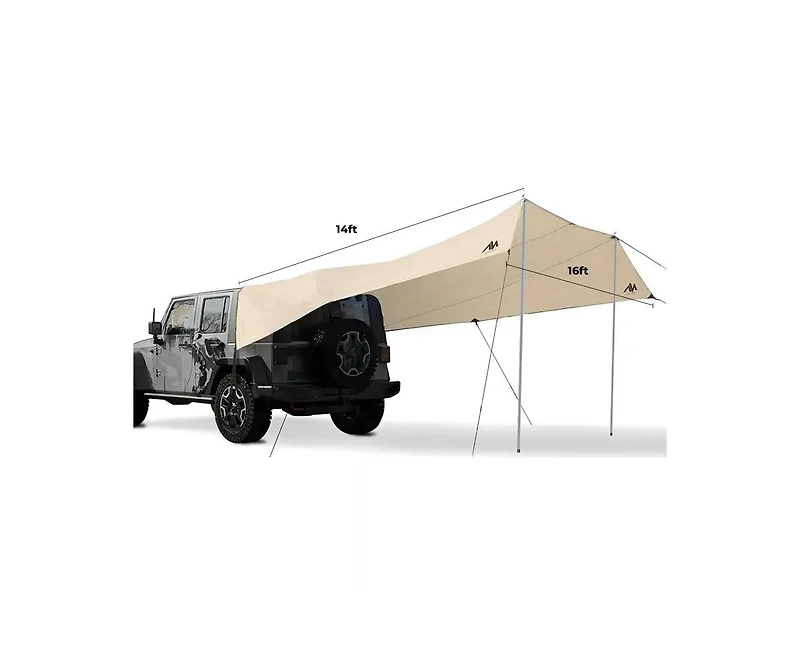 Nomad Nest Suv Tailgate Tarp Tent – 14x16 ft Waterproof Car Camping Canopy for Trucks, Jeeps, Hatchbacks & Vans – Easy Setup with Poles,