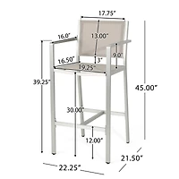 Streamdale Silver-Framed Grey Mesh Barstools (Set of 2)