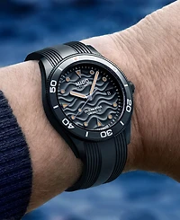 Mido Men's Swiss Automatic Ocean Star Captain Black Rubber Strap Watch 39mm